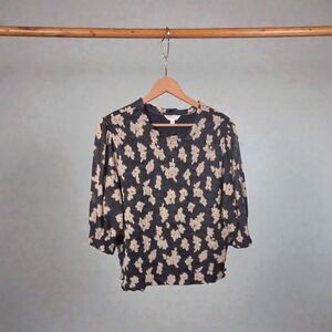 Time and Tru Women’s Textured Blouse | Size XXXL (22) | Navy & Beige Abstract...